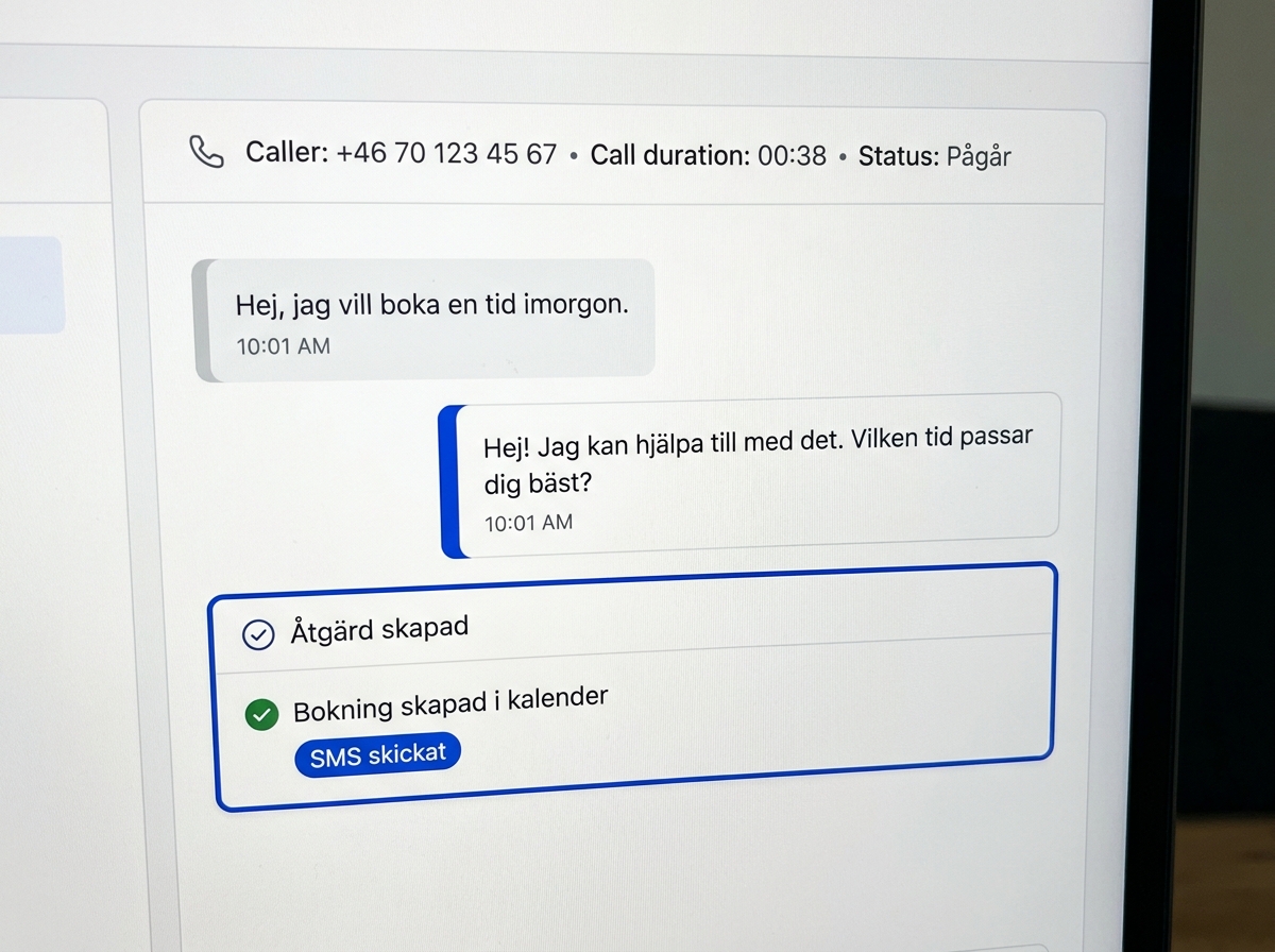 Pågående samtal med AI-agent som skapar bokning