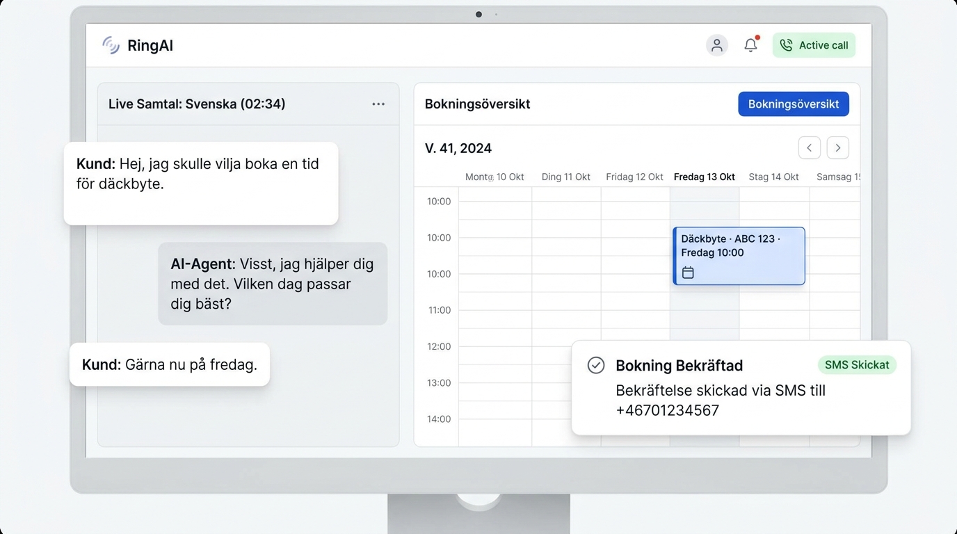RingAI — live samtal med kalender och bokningsbekräftelse